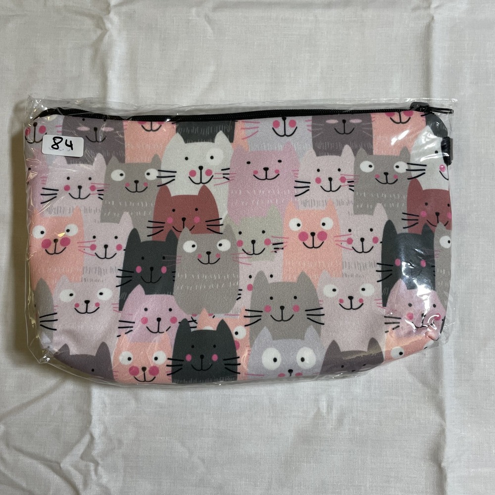 The Pouch Cosmetic Bag Small Multicolor NWT Cat Print‎ Zippered Travel Pouch